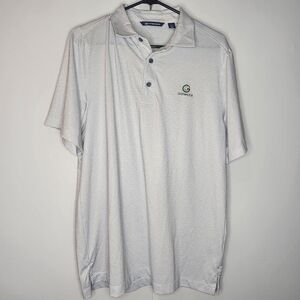 Cutter & Buck Men's White Pokadot Golf Polo with Glenmoor Logo, Medium